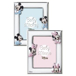 Posrebrzana Ramka na Zdjęcie Disney Baby 3 Myszki Mickey 13x18cm VALENTI Niebieska