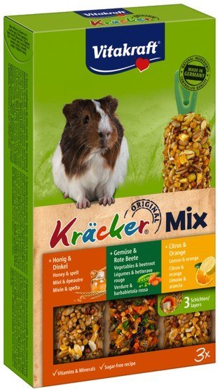 Vitakraft Kracker 3szt Świnka morska Mix - Miód/Warzywa/Cytryna 168g [25226]