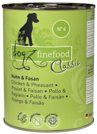 Dogz Finefood Classic N.04 Kurczak i bażant puszka 400g