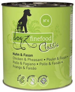 Dogz Finefood Classic N.04 Kurczak i bażant puszka 800g