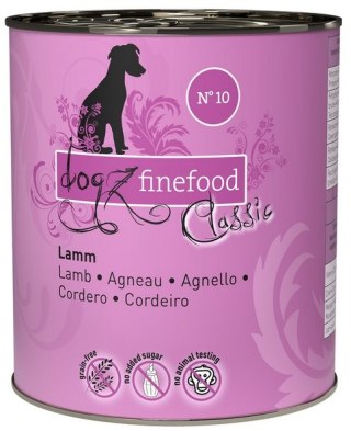 Dogz Finefood Classic N.10 Jagnięcina puszka 800g