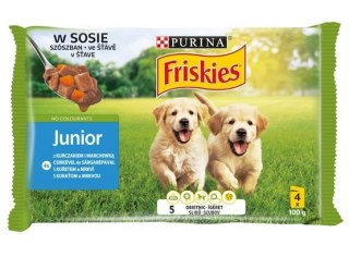 Friskies Dog Junior Kurczak i marchewka w sosie saszetki 4x100g