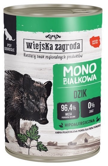 Wiejska Zagroda Monobiałkowa Dzik puszka 400g