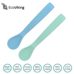 Eco Viking silikonowe łyżeczki BLW Blue + Mint 2 szt