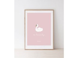 Plakat dziecięcy 30x42 Pink swan FUNKYBOX